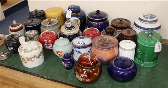 Two Carlton Ware ginger jars, a Royal Doulton Booths ginger jar and twenty three tobacco jars, etc.